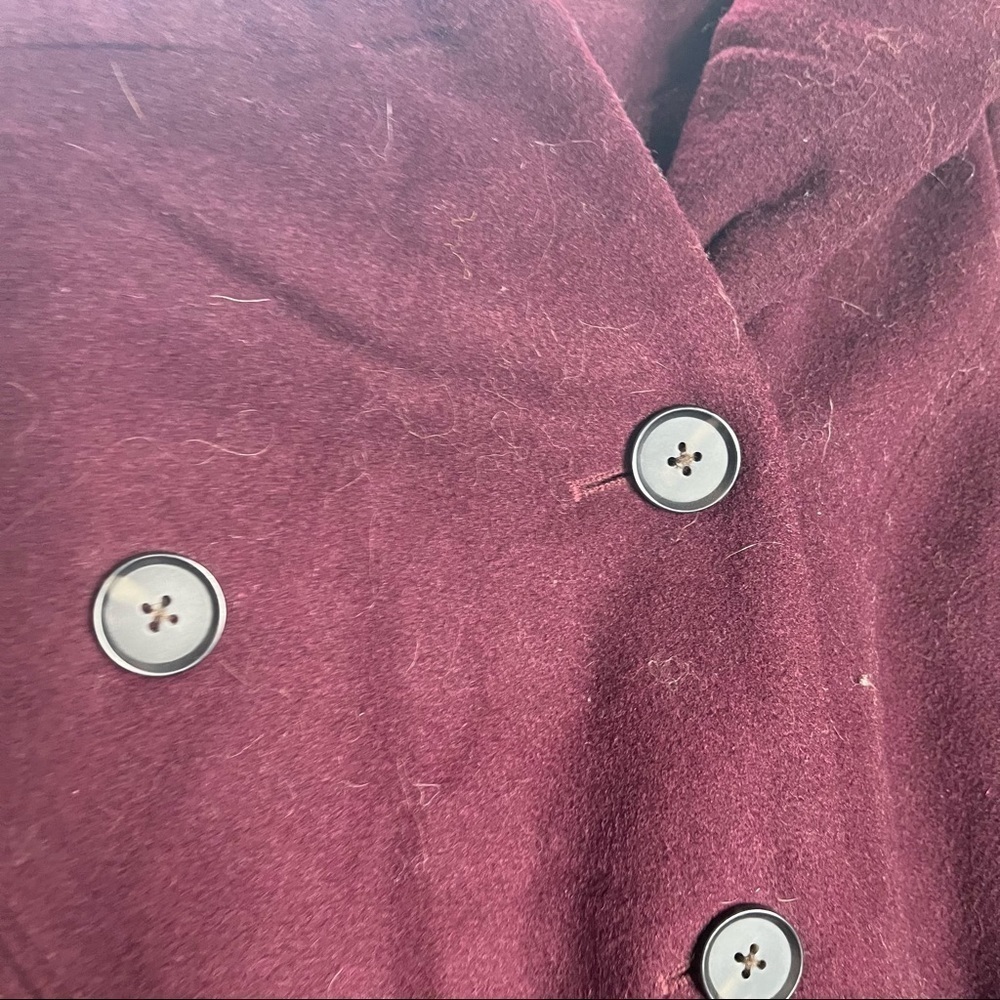 ** Banana Republic maroon purple button belted wool pea coat Small - Picture 6 of 8
